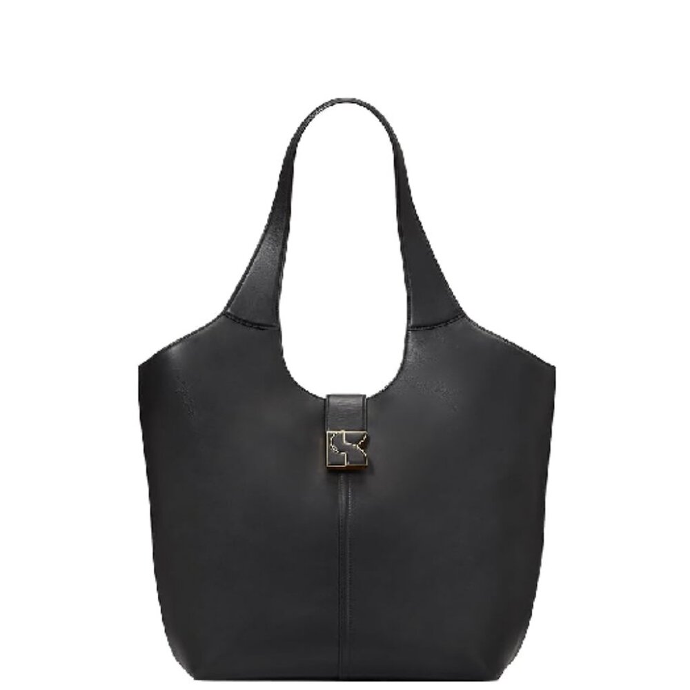 kate spade Black Leather Shoulder Tote with Gold Buckle